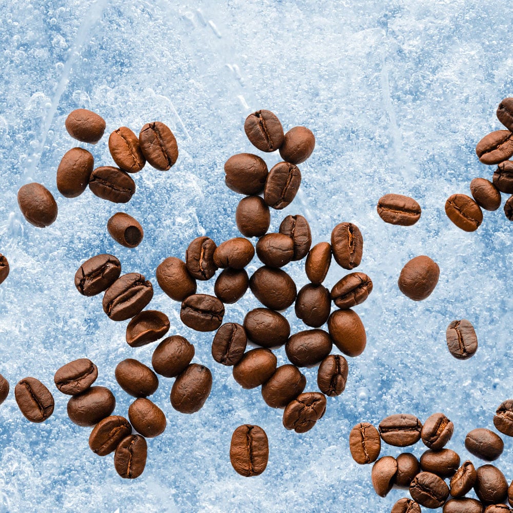 coffee beans on ice